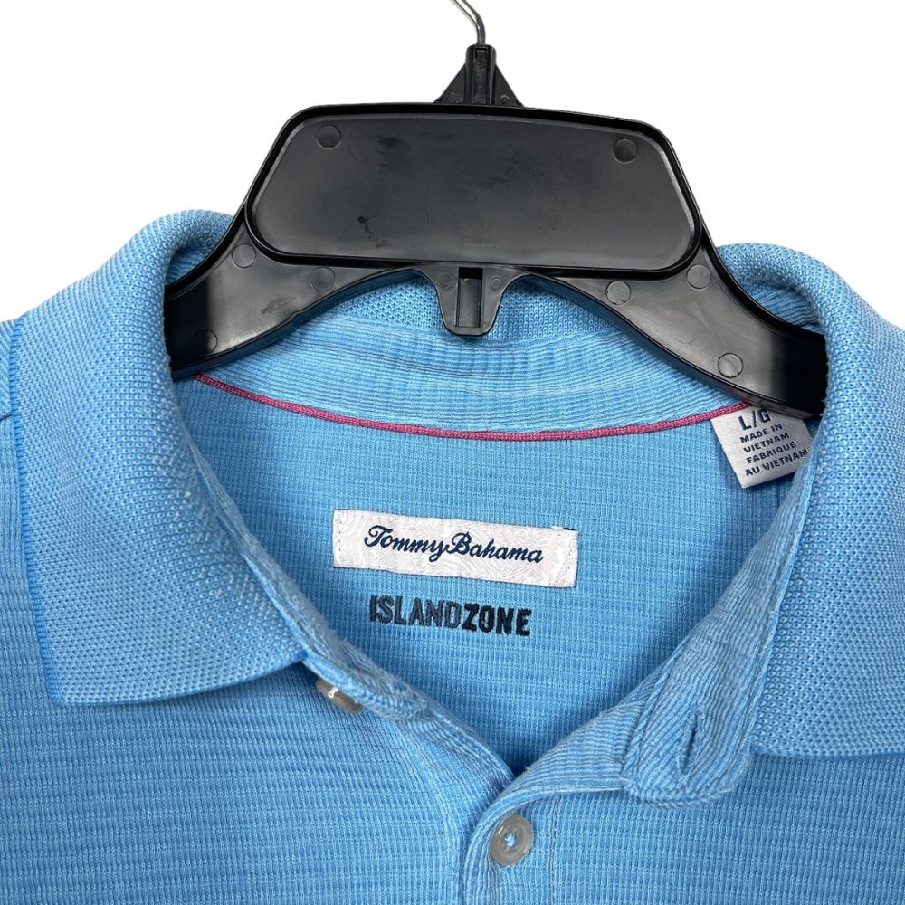 Tommy Bahama Polo Island Zone Mens L Short Sleeve Light Blue Soft Cotton - Picture 3 of 7